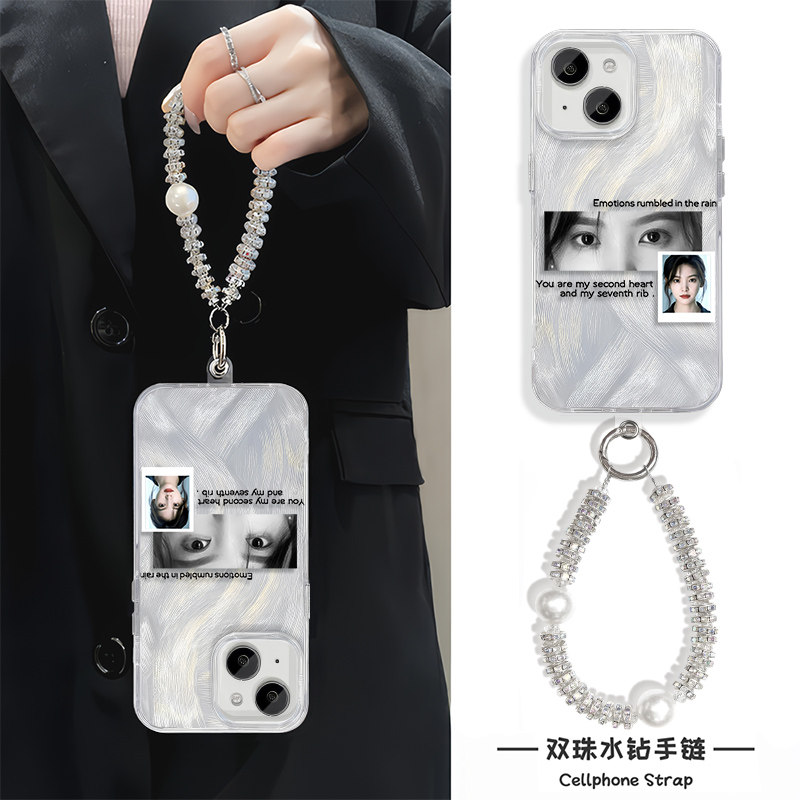 iPhone16ProMax高颜值章若楠17适用硬15羽纱14plus少女心苹果13手机壳带挂绳华为NOVA12新款华为Mate70高级感