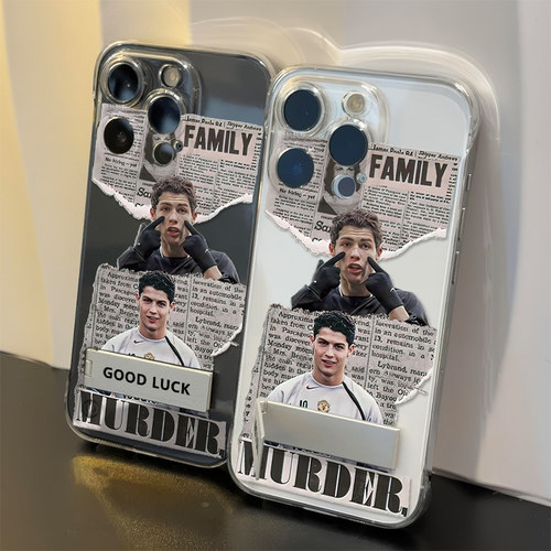 iPhone13个性透明带支架苹果16无边框荣耀x80i硬适用14PLUS创意小米17MAX超薄12ProMax手机壳海报C红米NOTE15