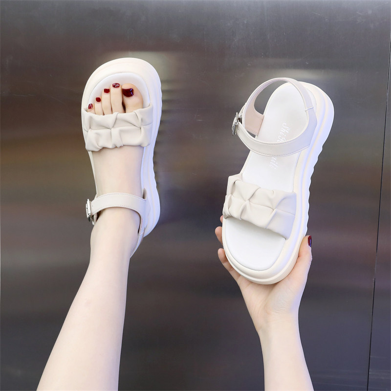 凉鞋女夏外穿2023新款一字带厚底仙女风休闲沙滩凉鞋U子大码41-43,女鞋,休闲凉鞋,淘宝优惠券,粉丝福利购,淘宝优惠卷