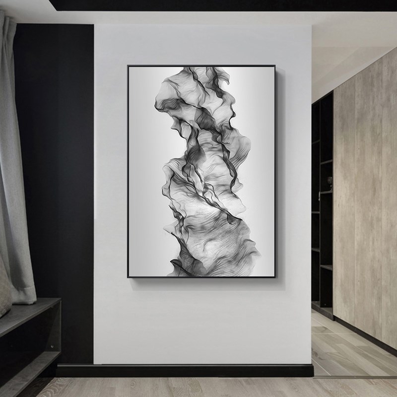 后现代抽象人物装饰画艺术壁画个C性理发店美发挂画黑白灰人像网