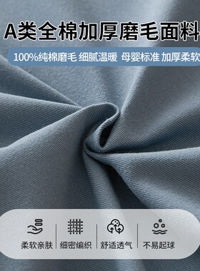 A类全棉加厚磨毛床单单r件单双人被单枕套三件套2024新款炕单