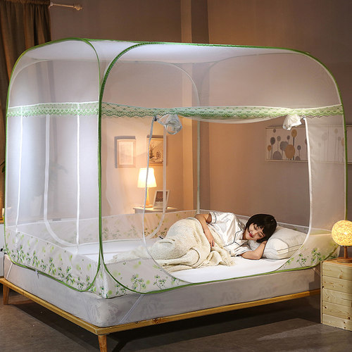 蚊帐家用免安装蒙古包折q叠回底夏天三开门2021年新款拉链防摔儿
