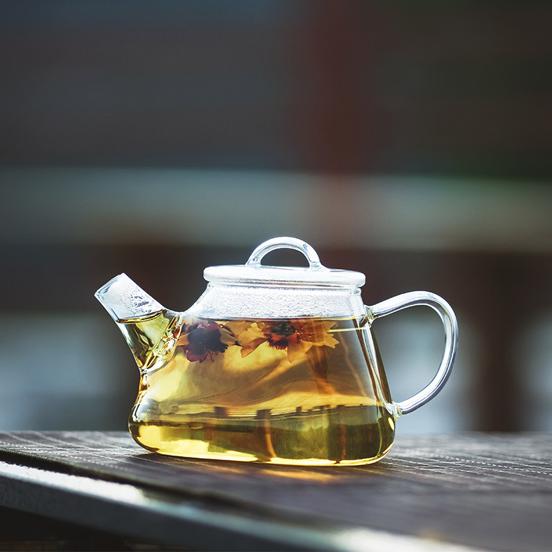 玻璃泡茶壶家用耐高温小容量中式功夫茶器L三角石瓢茶壶单壶带过