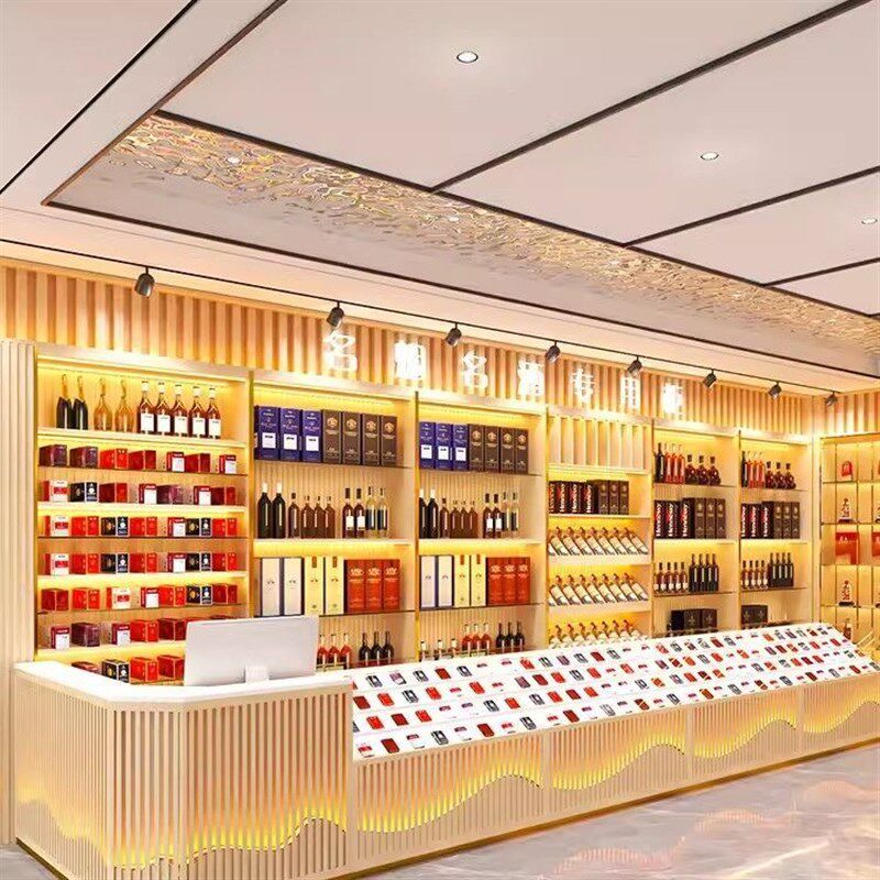 高档烟酒柜烟酒店展o示柜便利店烟酒柜超市货架实木红酒白酒展示