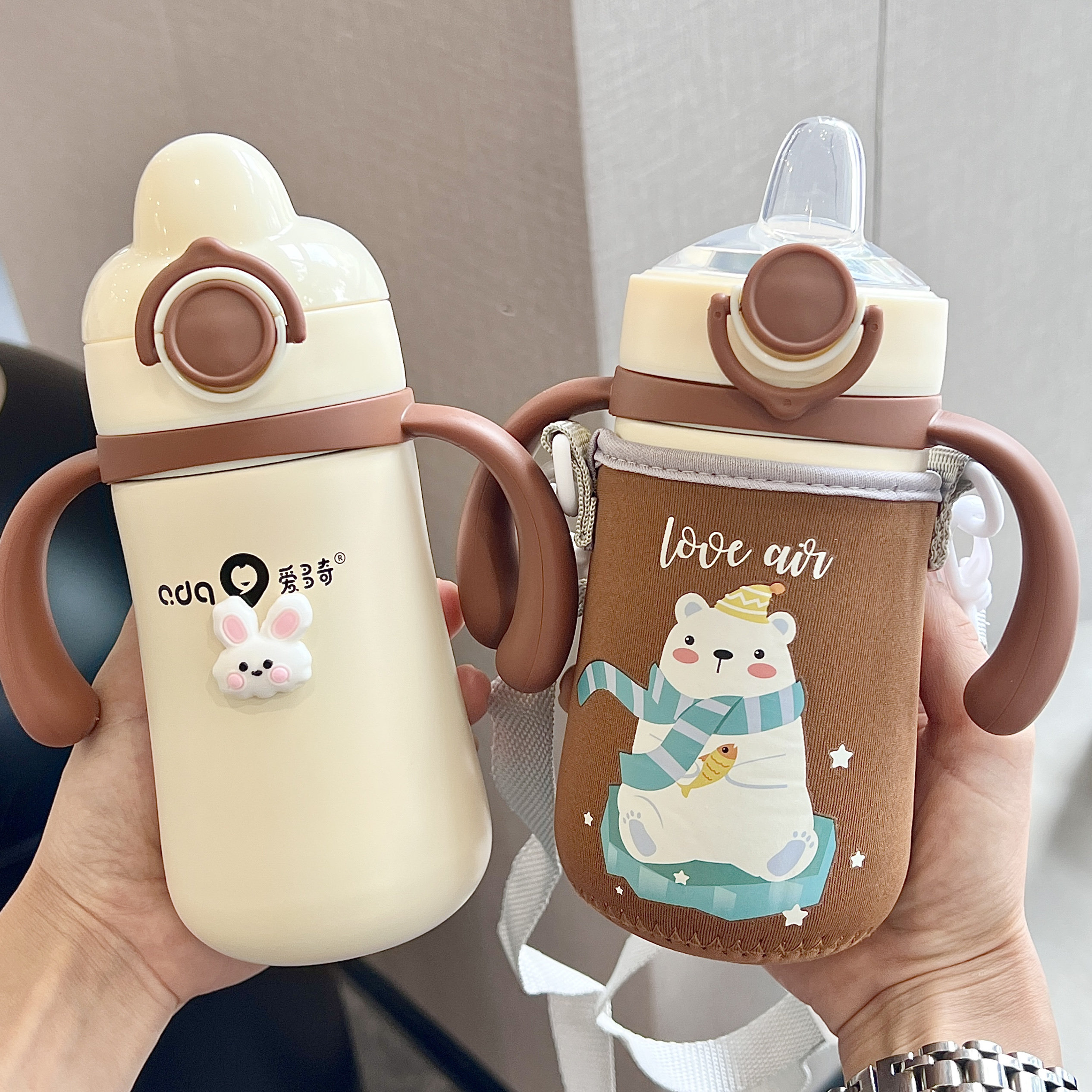 婴幼儿鸭嘴保温杯奶瓶宝宝水杯儿C童吸管杯容量一岁小月龄带手柄