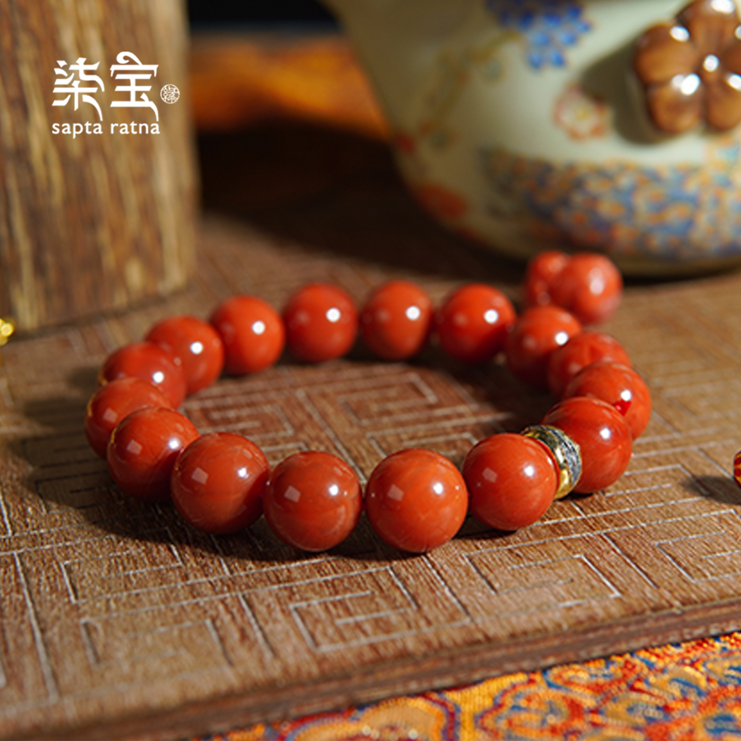 七宝缘南红玛瑙圆珠手链
