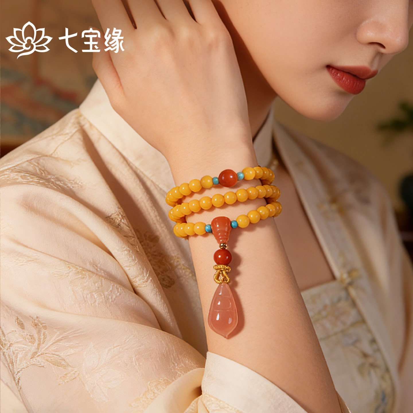 蜜蜡天然手串女高级结婚情人节礼物精致独特时尚原创婚礼漂亮