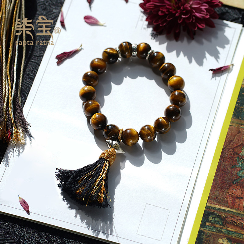 七宝缘天然虎眼石手串女款S925银