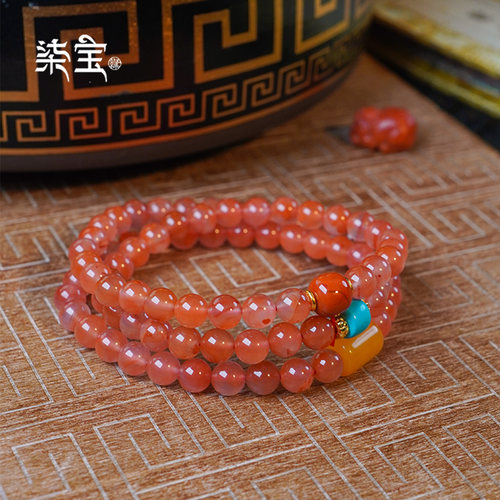七宝缘南红玛瑙三圈手串