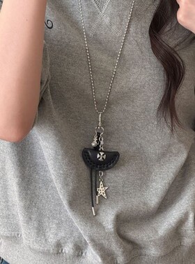 美拉德皮质吊坠项链女款卫衣链