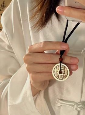 祥云男女ins山花鬼铜钱加厚新中式项链学生配饰挂件手工古风平安