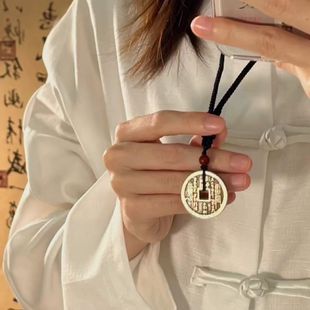 祥云男女ins山花鬼铜钱加厚新中式项链学生配饰挂件手工古风平安