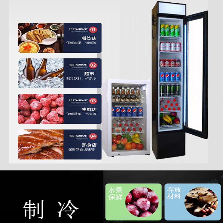 冷藏保鲜柜105L商用立式单门茶叶饮料展示冰柜家用微冻迷你小冰箱