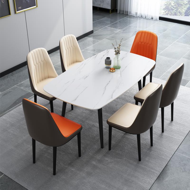 岩板现代简约小户型餐桌轻奢家用大理石长方形吃饭桌子餐桌椅组合