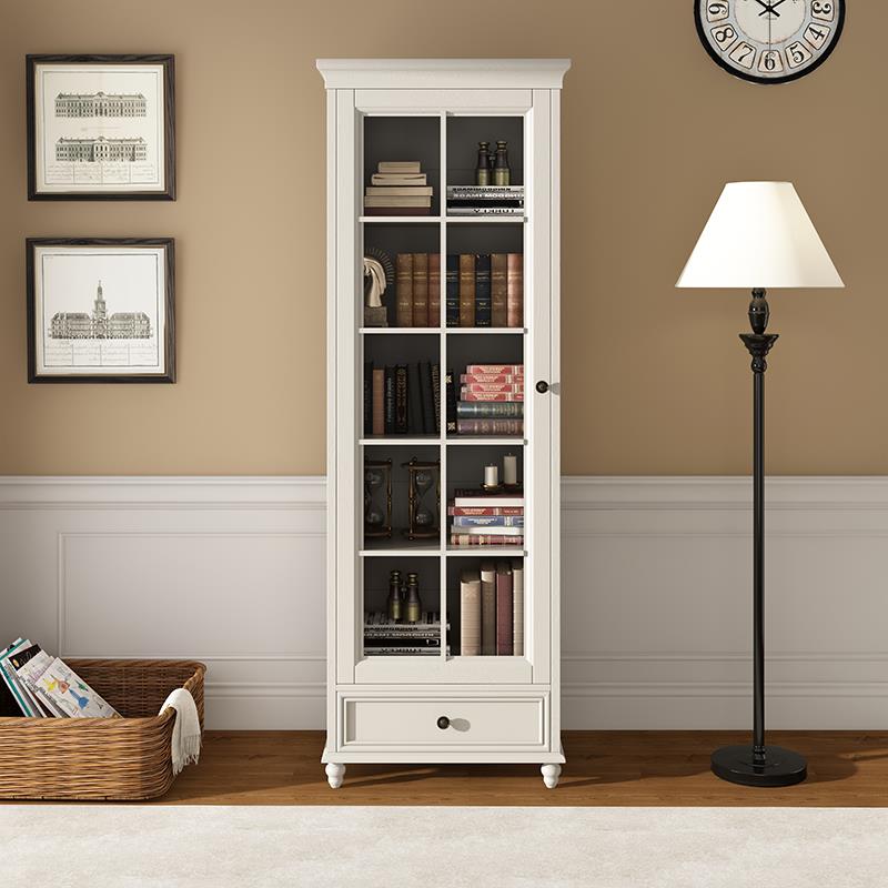 美式实木书柜两门高柜展示柜陈列柜单门小书柜立柜客厅组合视听柜