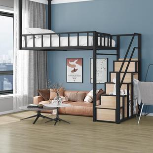 铁艺吊床上床下桌loft高架床省空间上床下空上下床家用上铺悬空床