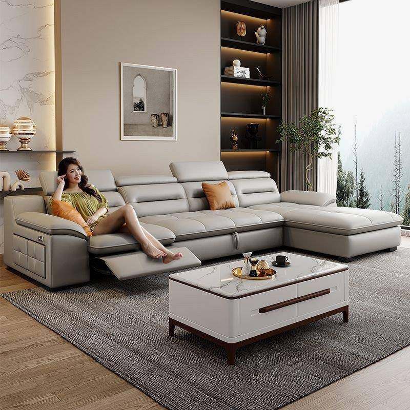 意式真皮沙发客厅小户型简约现代家庭影院电动折叠多功能智能沙发