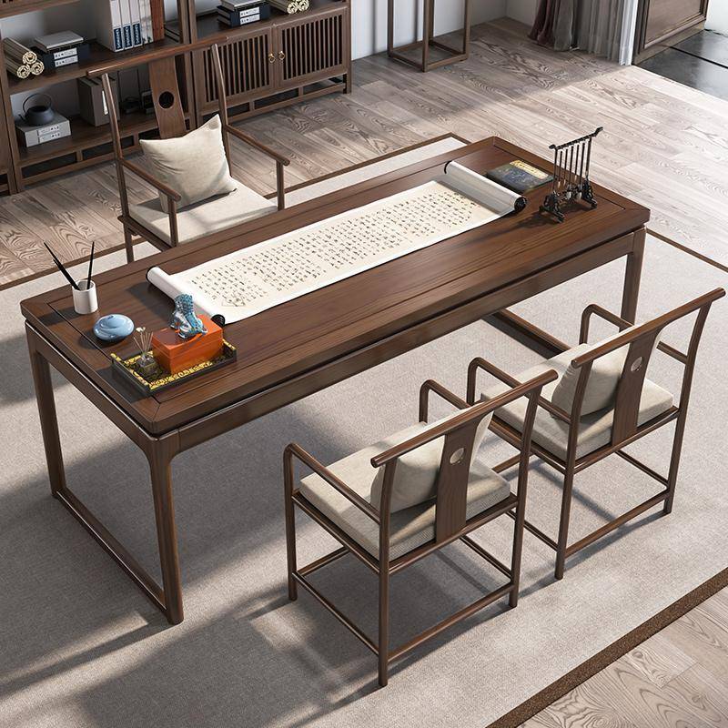 小户型实木茶桌书桌两用现代简约家用茶台休闲办公阳台茶桌椅组合