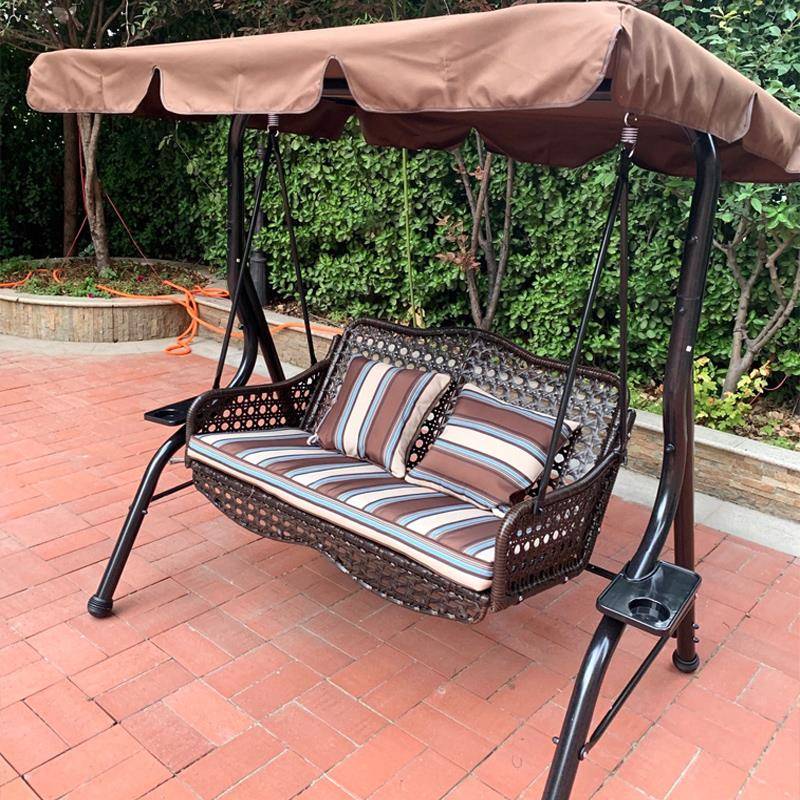 户外秋千摇椅双人吊椅室外室内吊篮庭院阳台藤椅成人铁艺藤编摇篮