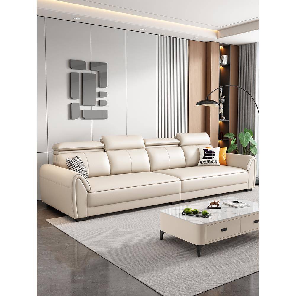 现代简约易接近豪华真皮沙发客厅层牛皮沙发直排三人四人沙发小公