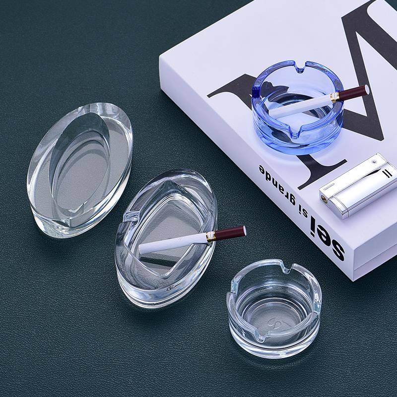 圆形烟盅土耳其进口帕莎无铅玻璃烟灰缸欧式蓝色酒店客房小号烟缸