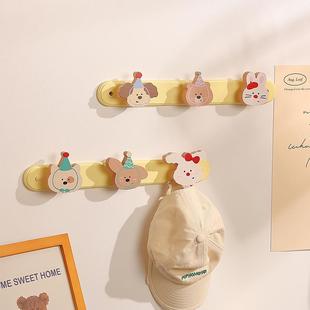 实木挂钩创意可爱一排长条卧室墙面衣服挂钩上墙打孔高级自粘挂钩