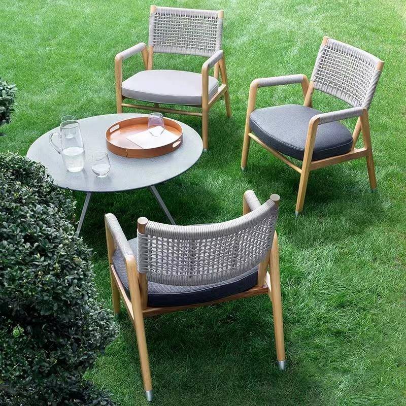 柚木户外桌椅阳台休闲庭院藤编沙发三件套茶几组合露天防水晒家具
