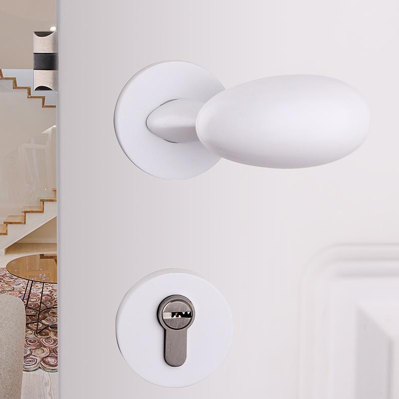 依佰利法式奶油风仿古复古简约轻奢椭圆球形蛋蛋卧室房门静音门锁