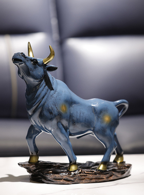 创意牛摆件新中式牛金牛工艺品办公室高H档高级摆件华尔街牛气冲