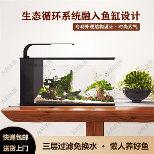 小型生态客厅侧滤金鱼缸家用办公桌免换水自循环鱼缸 2023新款