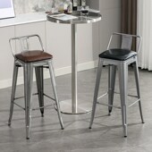 铁艺金属吧台椅不锈钢色酒吧凳软坐垫简约吧椅工业风高脚凳靠背椅