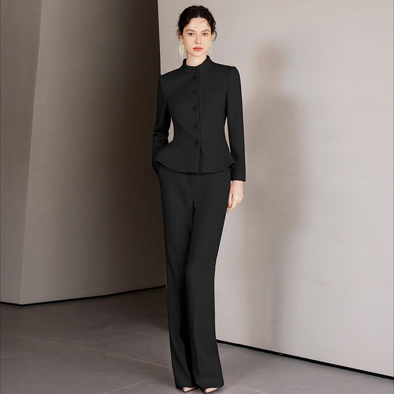 高级感黑色羊毛西装套装女2026新款正式场合公务员国考面试职业装