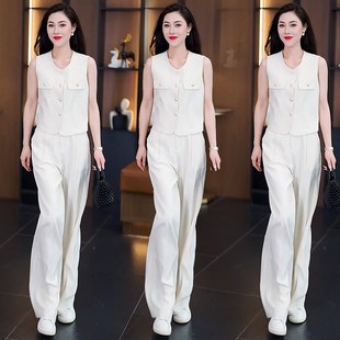 阔腿裤 女2025新款 无袖 套装 洋S气减龄显高两件 夏装 搭配一整套时尚