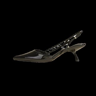 黑色尖头细跟绝美凉鞋女夏2w024年新款包头中跟低跟法式高跟鞋单