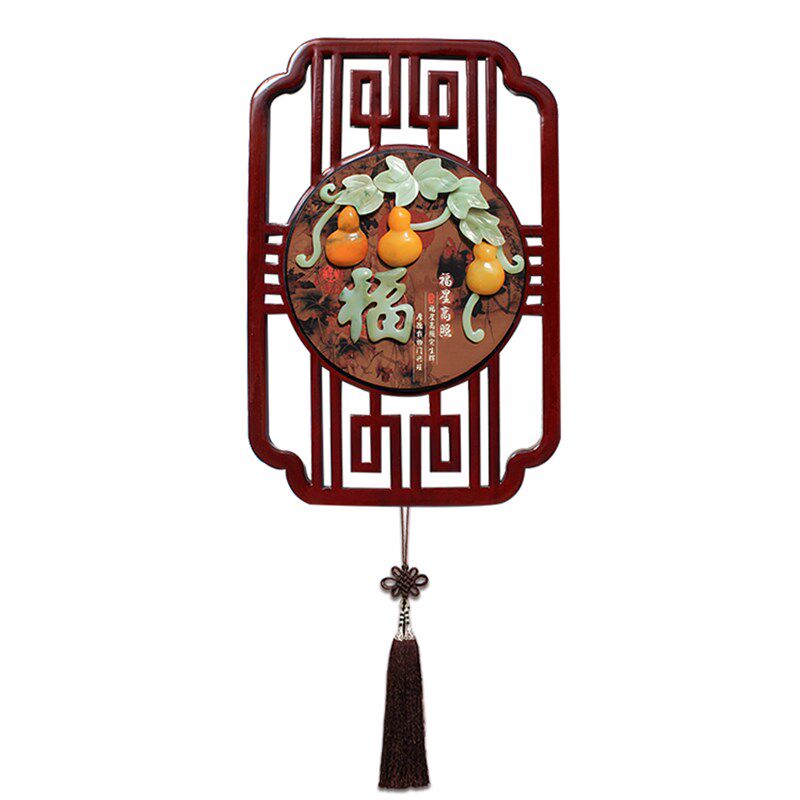 新中式实木客厅沙发背r景墙墙面装饰品玄关墙上挂件玉雕挂饰墙饰