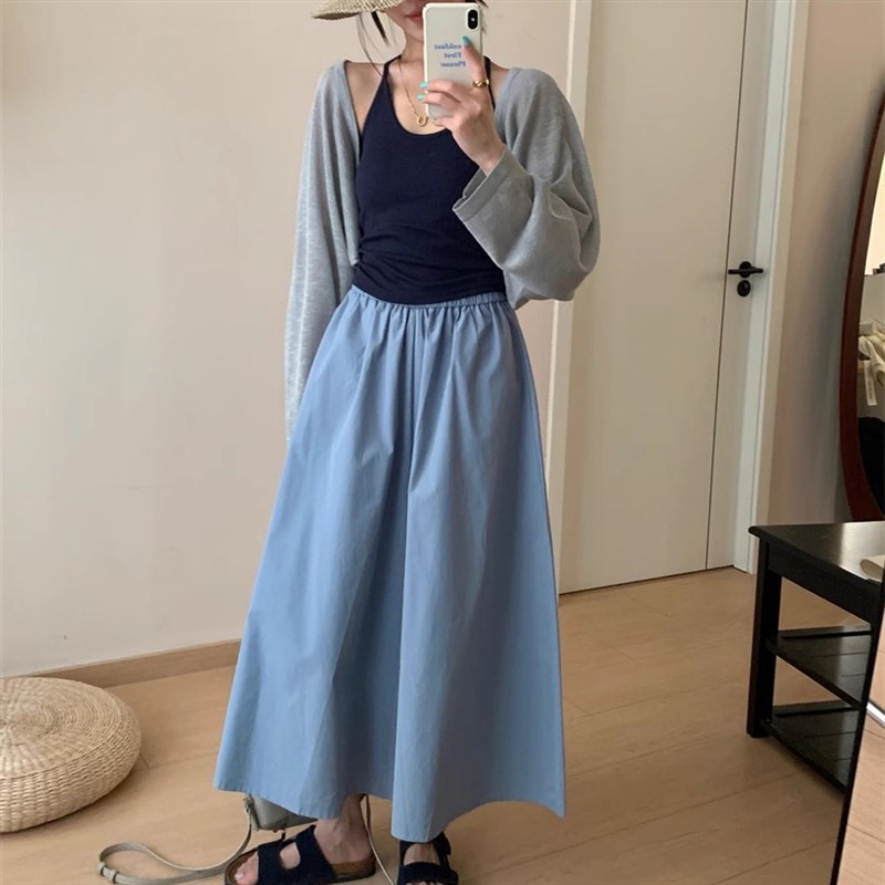韩系休闲风薄款九分裤裙女202y5夏季新款宽松显瘦时尚百搭阔腿长