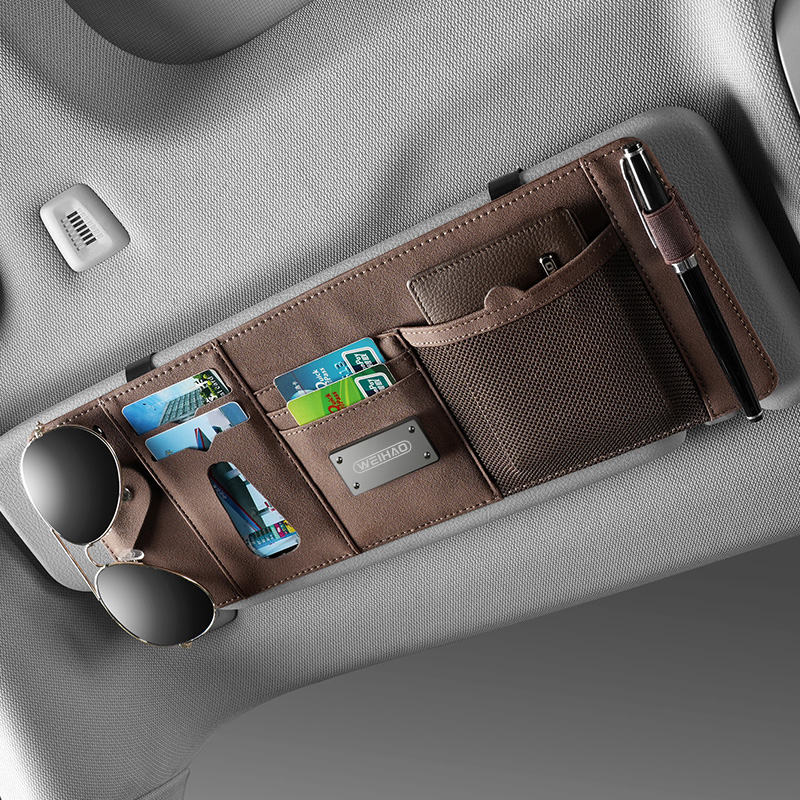 汽车遮阳板收纳神器多功能车载眼镜夹架车上卡夹片包证件夹收纳袋