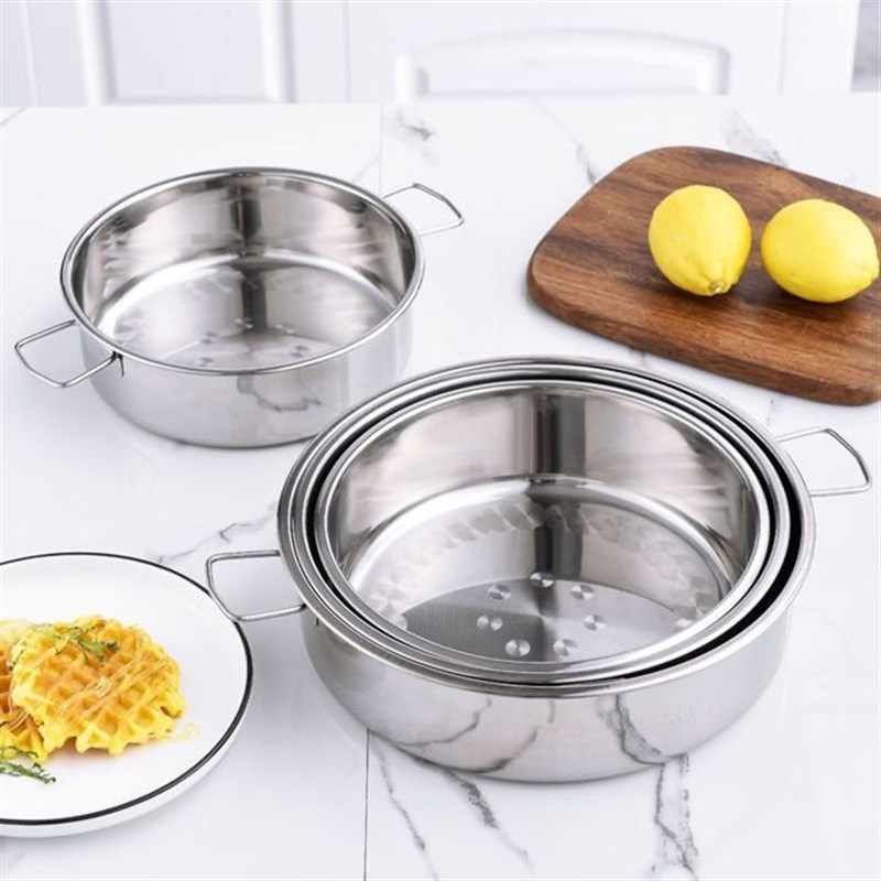 顺和加厚加深304不锈钢蒸糕发年糕点大圆盘平底凉皮锣锣港式双耳