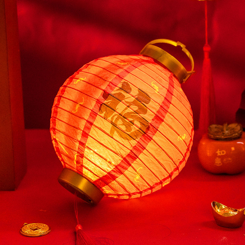 2024龙年新款手提小红灯笼灯谜中国风挂饰元宵节纸花灯宫灯装饰灯