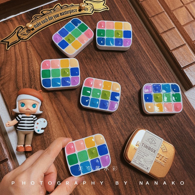 12连格迷你小铁盒 可爱小铁盒水彩颜料定制 九口山铁盒