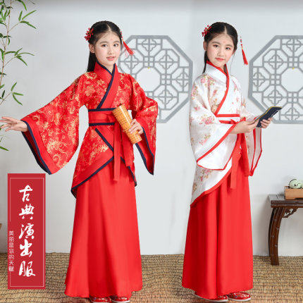 儿童古装汉服唐装女童古装仙女装表演服古代公主古筝贵妃演出服装