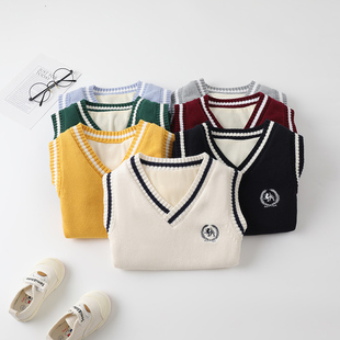 女童马甲加绒儿童背心宝宝针织加厚男童冬季保暖内穿毛衣大童校服