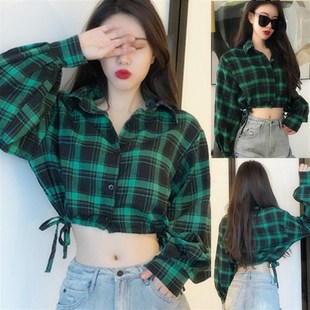 jazz女装短款女团练习室上衣夏装韩舞爵士露脐衬衫欧美酷飒风服装