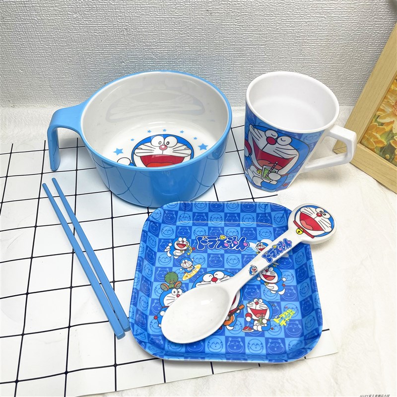 卡通宝宝把手碗大号辅食碗耐摔分格餐盘男孩家用幼儿园水果盘勺叉