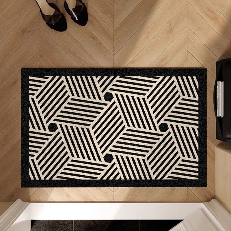 入户门丝圈地垫黑白简约门垫进门防滑除尘脚垫大门口玄关可裁剪垫,居家布艺,入户地垫,淘宝优惠券,粉丝福利购,淘宝优惠卷