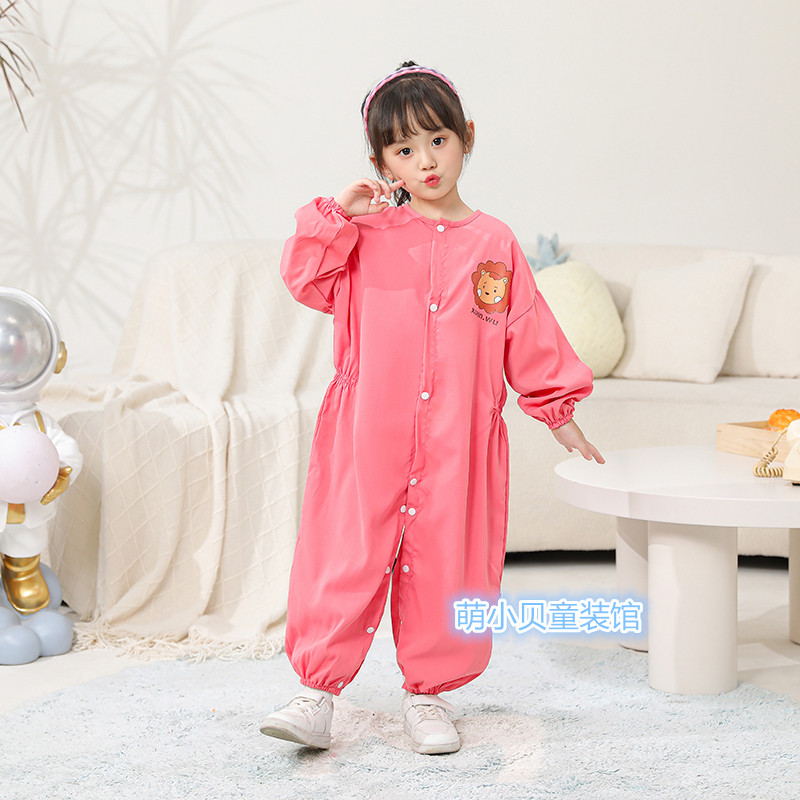 儿童连身罩衣宝宝全身防护吃饭婴儿护衣防脏爬爬服男女宝秋冬外穿