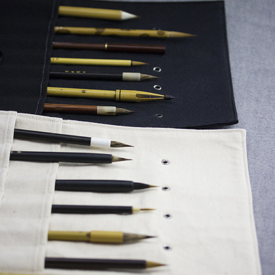 帆布毛笔帘手工毛笔卷笔袋书法国画画具画材专用文具包简约笔袋