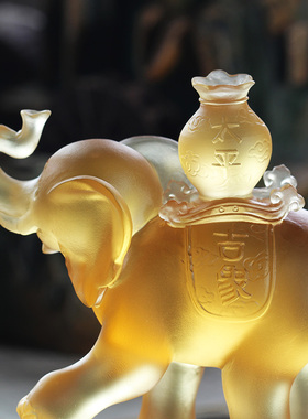 琉璃太平吉象大象摆件居家客厅前台摆放朋友开业送礼商务工艺礼品