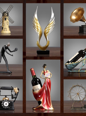 客厅红酒架家居饰品酒柜装饰品摆件创意电视柜工艺品酒架小摆设