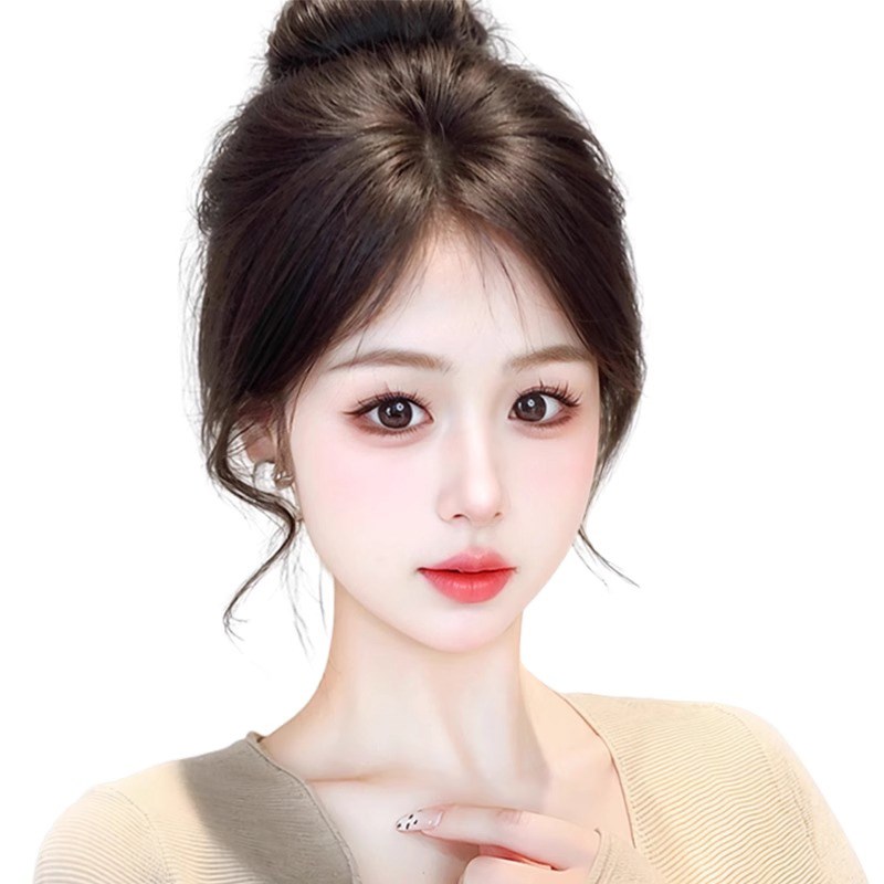 胎毛刘海假发女片头顶真发蓬松高颅顶自然遮白发无痕发际线假发贴